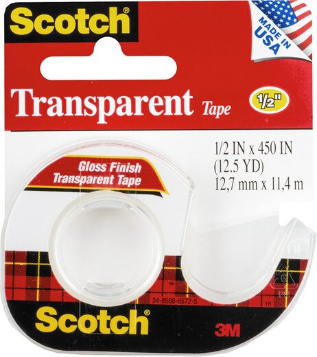 Scotch Gloss Finish Transparent Tape 1/2x500 in.