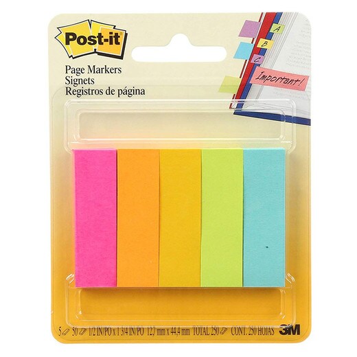 Post-it Page Markers - 5 Color Pack