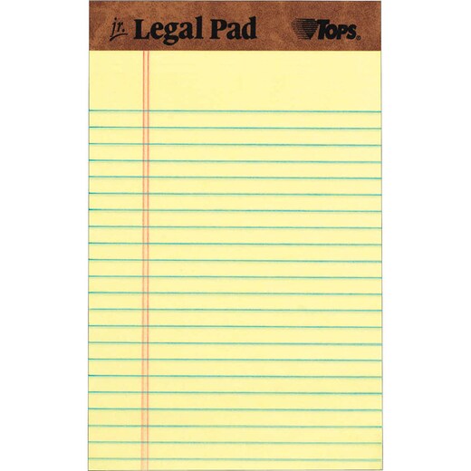 Tops Jr. Legal Pad Yellow 5X8"