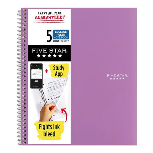 Five Star Notebook - 5 Subject - Purple