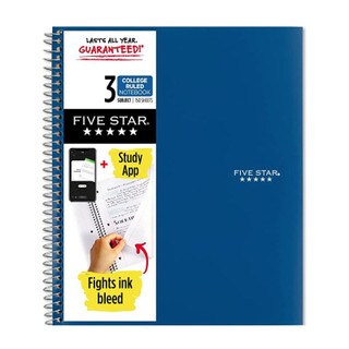 Five Star Notebook - 3 Subject - Blue