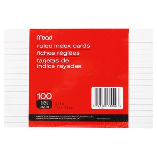 Mead Ruled Index Cards - 100 count - 4" x 6"