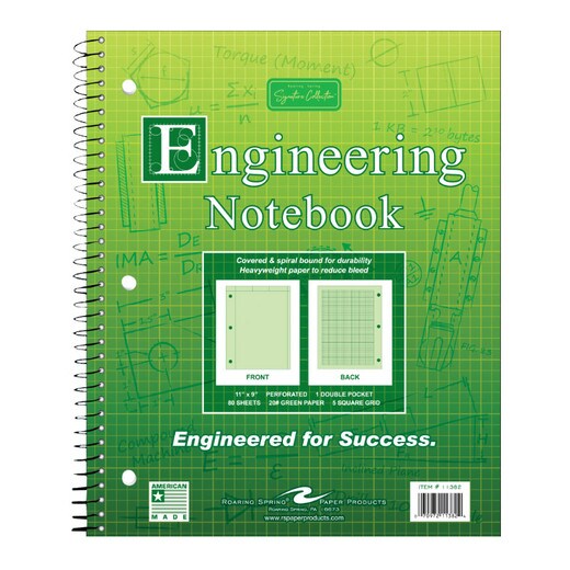 Engineering Notebook Green 80 Sheets