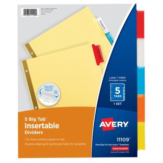 Avery Big Tab Insertable Paper Dividers - 5 Tabs