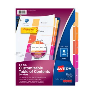 Avery Ready Index 5-Tab Dividers