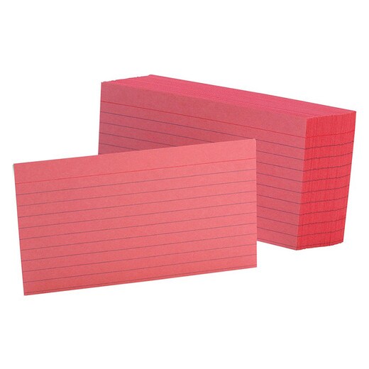 Oxford Ruled Index Cards - 100 count - 3" x 5" - Cherry Red