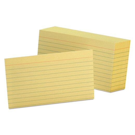 Oxford Ruled Index Cards - 100 count - 3" x 5" - Canary yellow