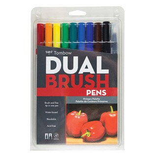 Tombow Dual Brush Pens - 10 Pack - Primary Palette