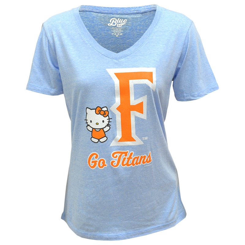 Light blue tee with orange F