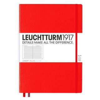 Master Slim Ruled Notebook - Red 
