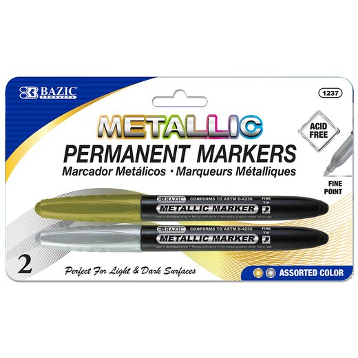 Bazic Metallic Markers 2 Pack -Gold