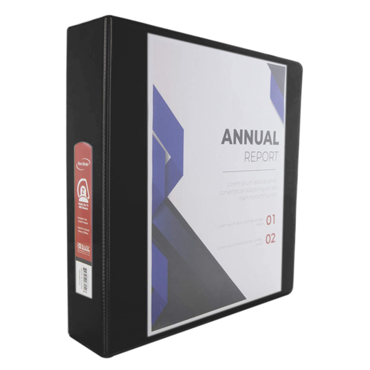 Bazic 2" Black 3-Ring View Binder w/ 2-pockets