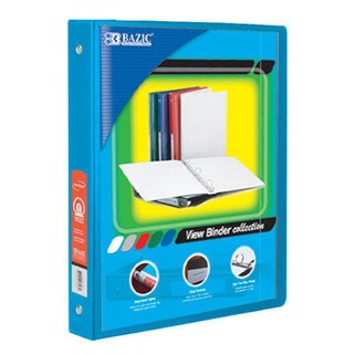 1" Cyan 3-Ring View Binder with 2 Pockets