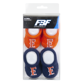 Navy and Orange Baby Booties