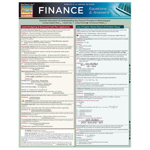 QuickStudy Finance Equations and Answers