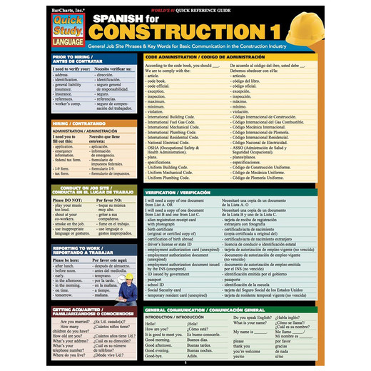 Barcharts Spanish for Construction 1