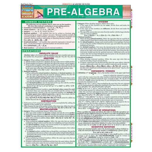 Barcharts Pre-Algebra