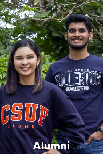 Students wearing alumni apparel