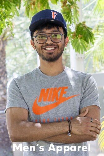 Student wearing men's apparel