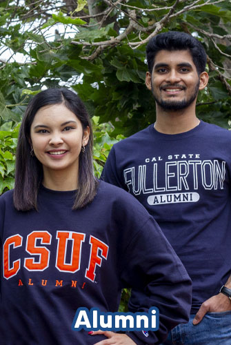 Students wearing alumni apparel