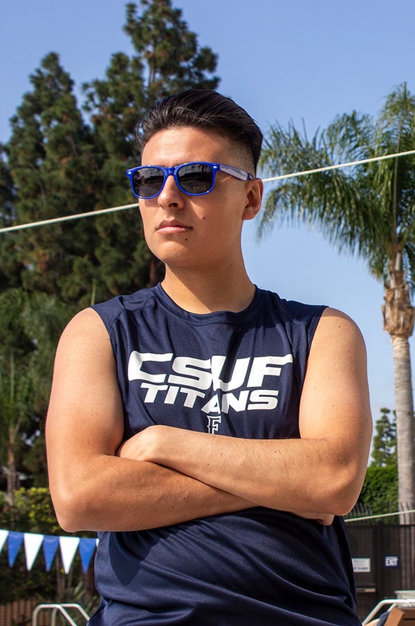 Student wearing men's apparel